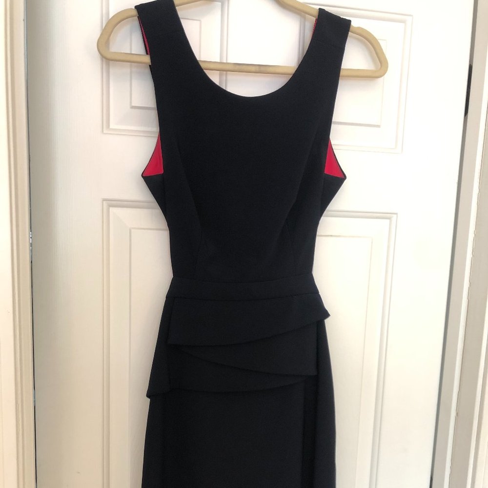 Navy Blue Midi Dress with Back Cutout - Size 6